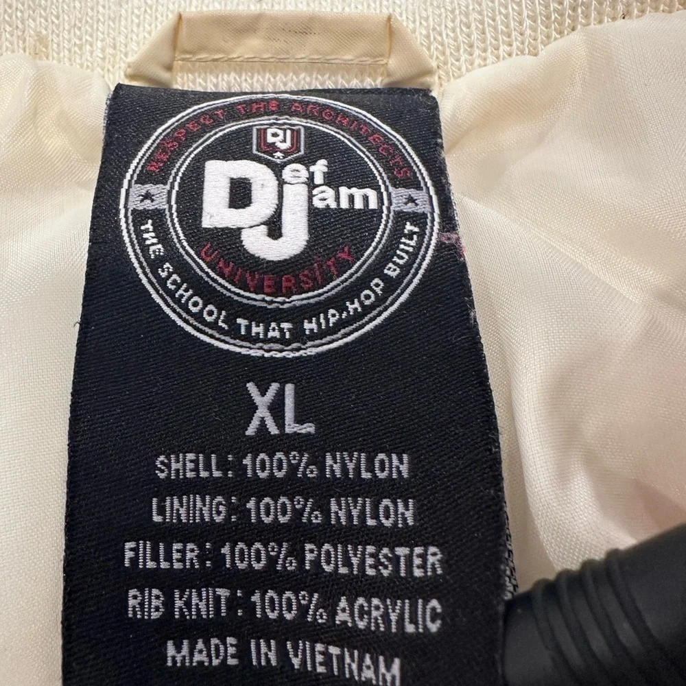 VTG Y2K Def Jam University ‘84 Women’s Sz: XL Cream Full Zip PufferJacket.